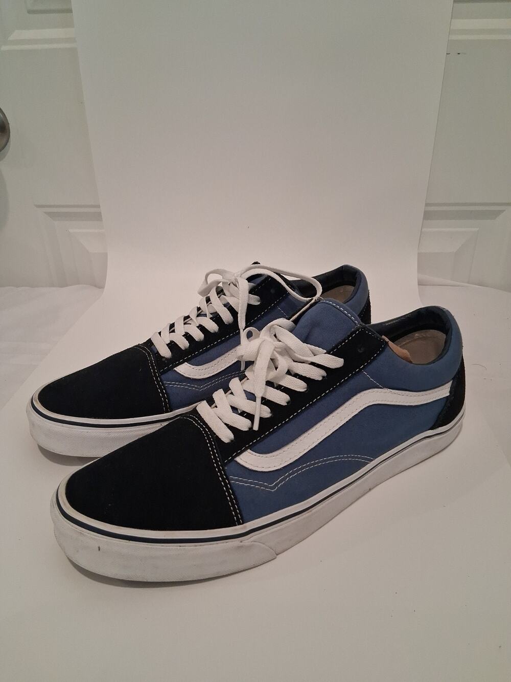 Vans Old Skool Men's Size 13 Navy Blue Black Suede Canvas Skate Shoes Sneakers